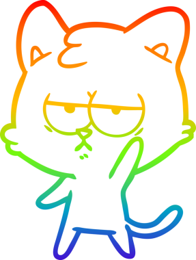 gökkuşağı gradyan çizimi bir insan tarafından çizilmiş sıkılmış çizgi film kedisi