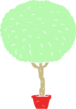 Bir insan tarafından çizilen ağacın düz renk çizimi