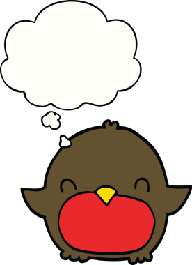 Bir insan tarafından çizilmiş düşünce baloncuklu penguen.