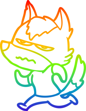 Gökkuşağı gradyan çizgi çizimi Bir insan tarafından çizilmiş rahatsız kurt