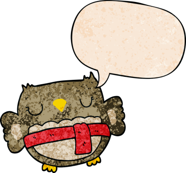 bir insan tarafından çizilmiş eski moda konuşma baloncuklu çizgi film baykuşu