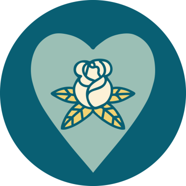 Bir insan tarafından çizilmiş kalp ve çiçeklerin ikonik dövme şekli