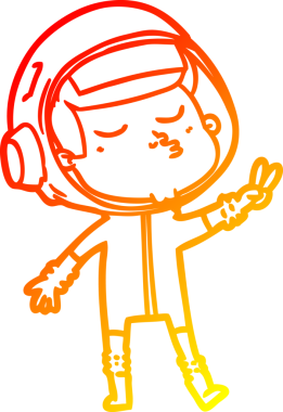 Bir insan tarafından çizilmiş kendinden emin bir astronotun sıcak çizgi çizimi