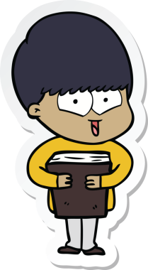 Bir insan tarafından çizilmiş mutlu bir çocuğun çıkartması.