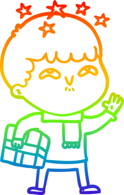 gökkuşağının gradyan çizimi bir çizgi film karakteri tarafından çizilmiş.