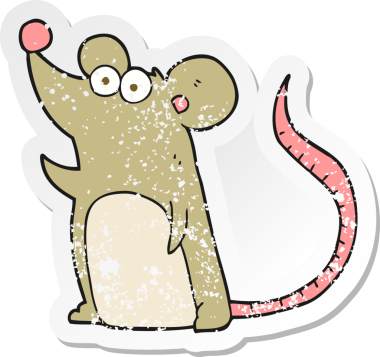 Bir insan tarafından çizilmiş karikatür bir farenin gerilimli çıkartması