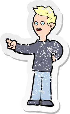 Bir insan tarafından çizilmiş, şok olmuş bir çizgi filmin gerilimli çıkartması.