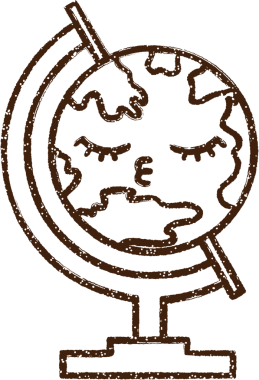 Bir insan tarafından çizilen Coğrafya Küresi Kömür Çizimi