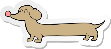 Bir insan tarafından çizilmiş bir dachshund karikatürü.