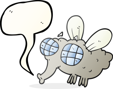 Bir insan tarafından çizilmiş serbest konuşma balonu karikatürü sineği