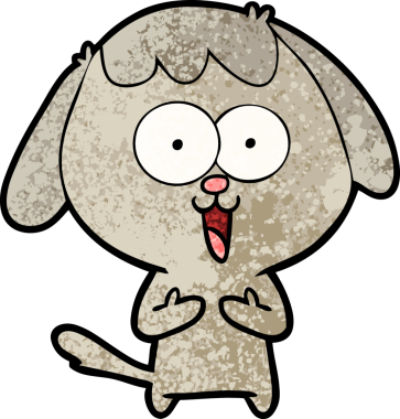 Bir insan tarafından çizilmiş şirin bir çizgi film köpeği.