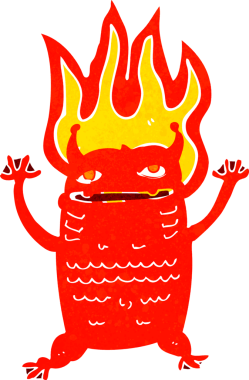 Bir insan tarafından çizilmiş küçük bir canavar.