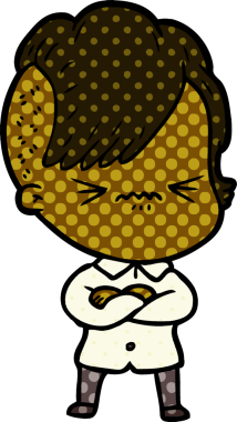 Çizgi film, bir insan tarafından çizilmiş sinirli hippi kız.