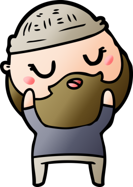 Bir insan tarafından çizilmiş sakallı sevimli bir çizgi film adamı.