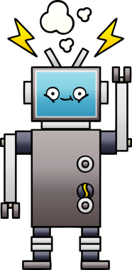 Bir insan tarafından çizilmiş bir robotun gölgelenmiş çizimi