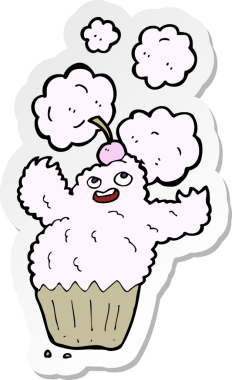 Bir insan tarafından çizilmiş bir kek canavarının çıkartması.