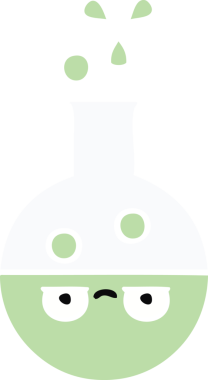 Bir insan tarafından çizilmiş bir test tüpünün düz renk retro karikatürü