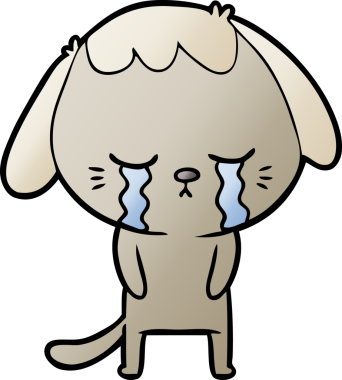 Bir insan tarafından çizilmiş şirin köpek yavrusu ağlama çizgi filmi