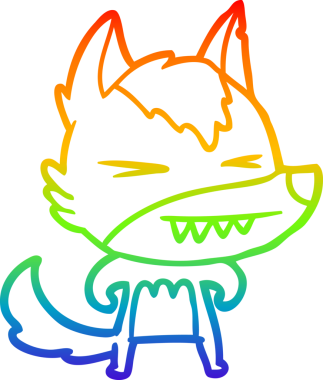 Bir insan tarafından çizilmiş kızgın bir kurt çizgi çizimi.