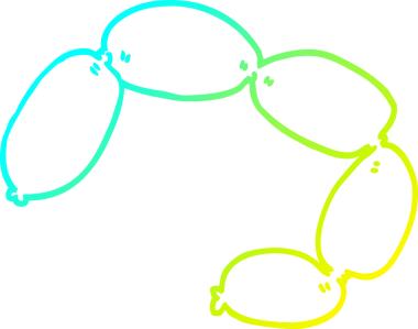 Bir insan tarafından çizilmiş bir sosis dizisinin soğuk gradyan çizimi.