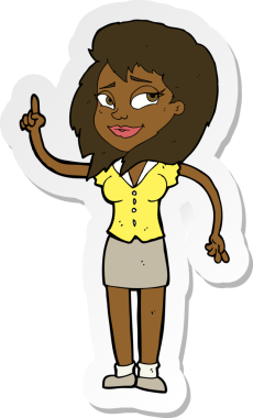 Bir insan tarafından çizilmiş, karikatür gibi güzel bir kadının çıkartması.