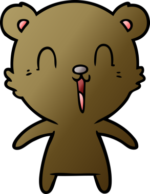 Bir insan tarafından çizilmiş mutlu bir çizgi film ayısı.