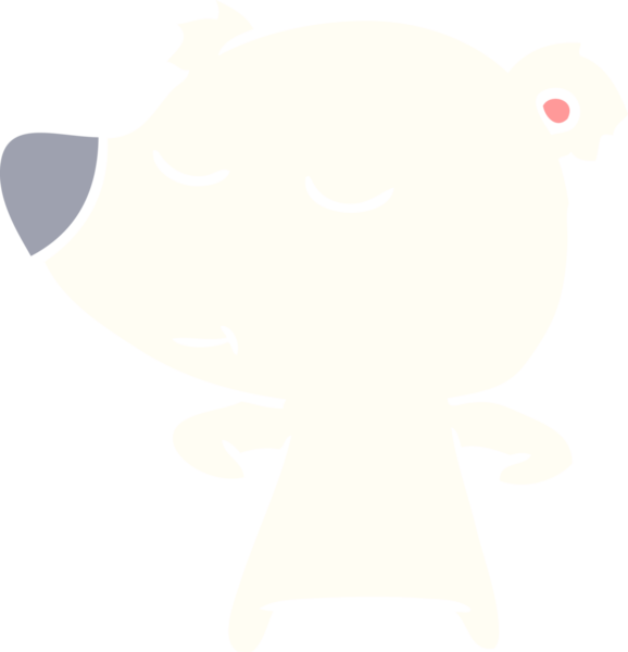 Bir insan tarafından çizilmiş mutlu düz renkli çizgi film kutup ayısı.