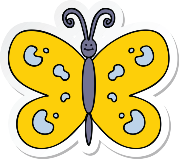 Bir insan tarafından çizilmiş tuhaf bir kelebeğin çıkartması.