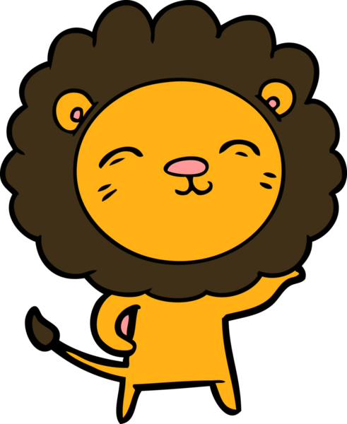 Bir insan tarafından çizilmiş çizgi film aslanı.