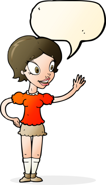 Bir insan tarafından çizilmiş konuşma balonlu bir kadın.