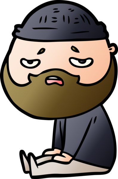 Bir insan tarafından çizilmiş sakallı endişeli bir adam.