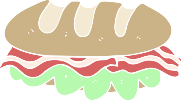 Bir insan tarafından çizilmiş büyük sandviçin düz renk çizimi