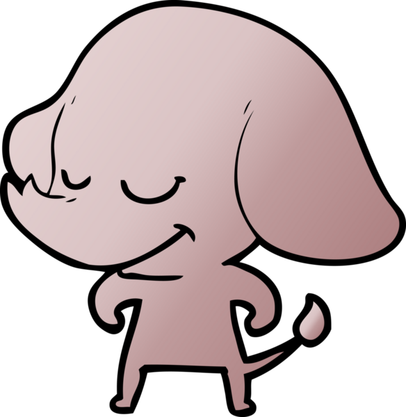 Bir insan tarafından çizilmiş gülümseyen bir fil.