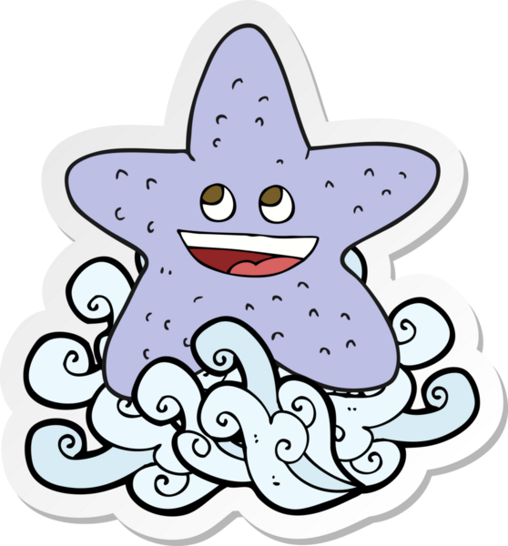 Bir insan tarafından çizilmiş bir denizyıldızının çıkartması.