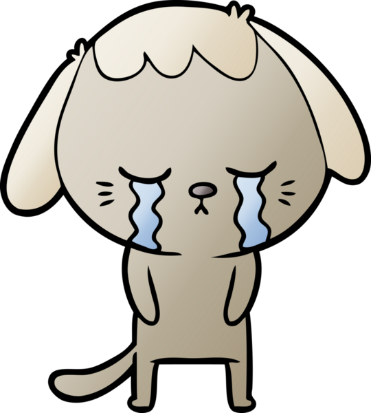 Bir insan tarafından çizilmiş şirin köpek yavrusu ağlama çizgi filmi