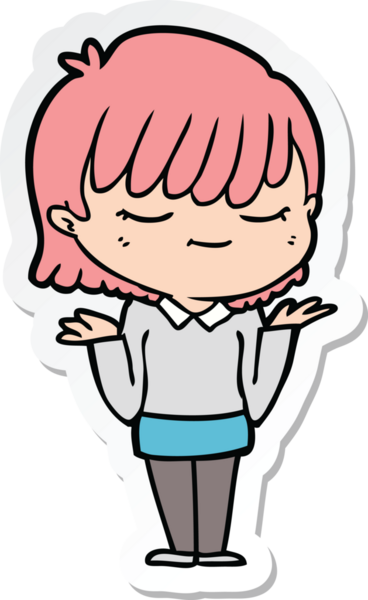 Bir insan tarafından çizilmiş bir karikatür kadının çıkartması.