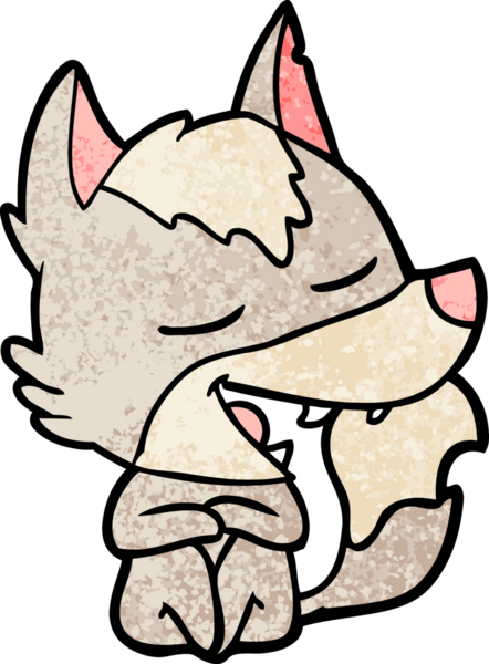 Bir insan tarafından çizilmiş, gülen bir kurt.