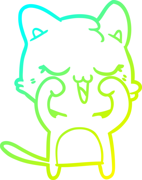Bir insan tarafından çizilen çizgi film kedisinin soğuk gradyan çizgisi.