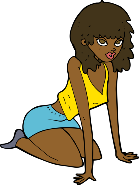 Bir insan tarafından çizilmiş seksi poz veren karikatür kadın.