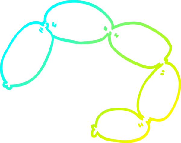 Bir insan tarafından çizilmiş bir sosis dizisinin soğuk gradyan çizimi.