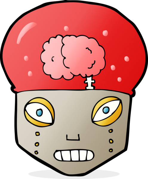 Bir insan tarafından çizilmiş ürkütücü robot kafası.