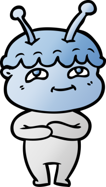 Bir insan tarafından çizilmiş dost canlısı çizgi film uzay adamı.