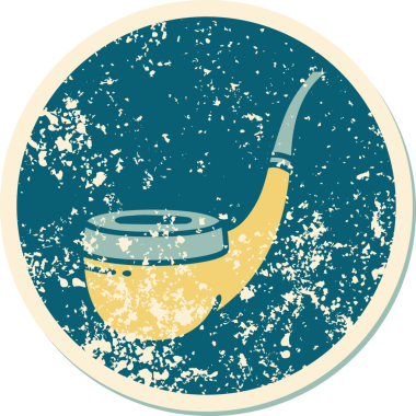 Bir insan tarafından çizilen sigara tiryakisi piposunun sembolik dövmeli görüntüsü