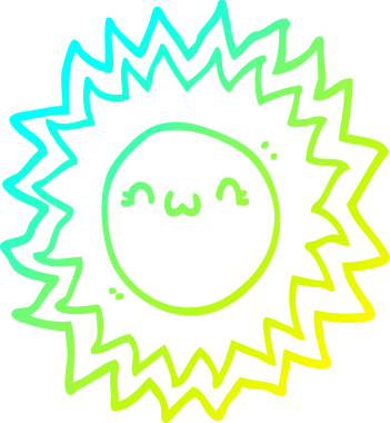 Bir insan tarafından çizilmiş bir karikatür güneş çizimi.