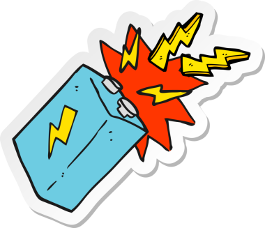 Bir insanın çizdiği karikatür bataryasının çıkartması.