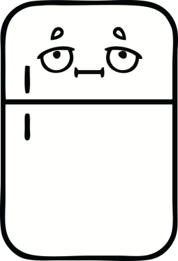 Bir insan tarafından çizilmiş buz dolabı karikatürü.