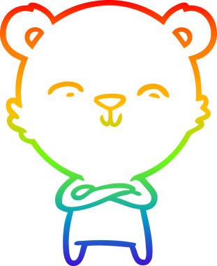 Bir insan tarafından çizilmiş mutlu bir kutup ayısının gökkuşağı gradyanı çizimi