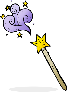 bir insan tarafından çizilmiş sihirli bir değnek.