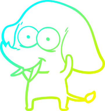 Bir insan tarafından çizilmiş mutlu bir filin soğuk gradyan çizgisi.