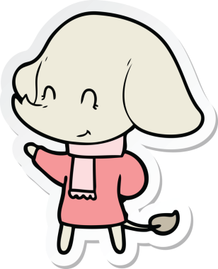 Bir insan tarafından çizilmiş şirin bir fil çıkartması.